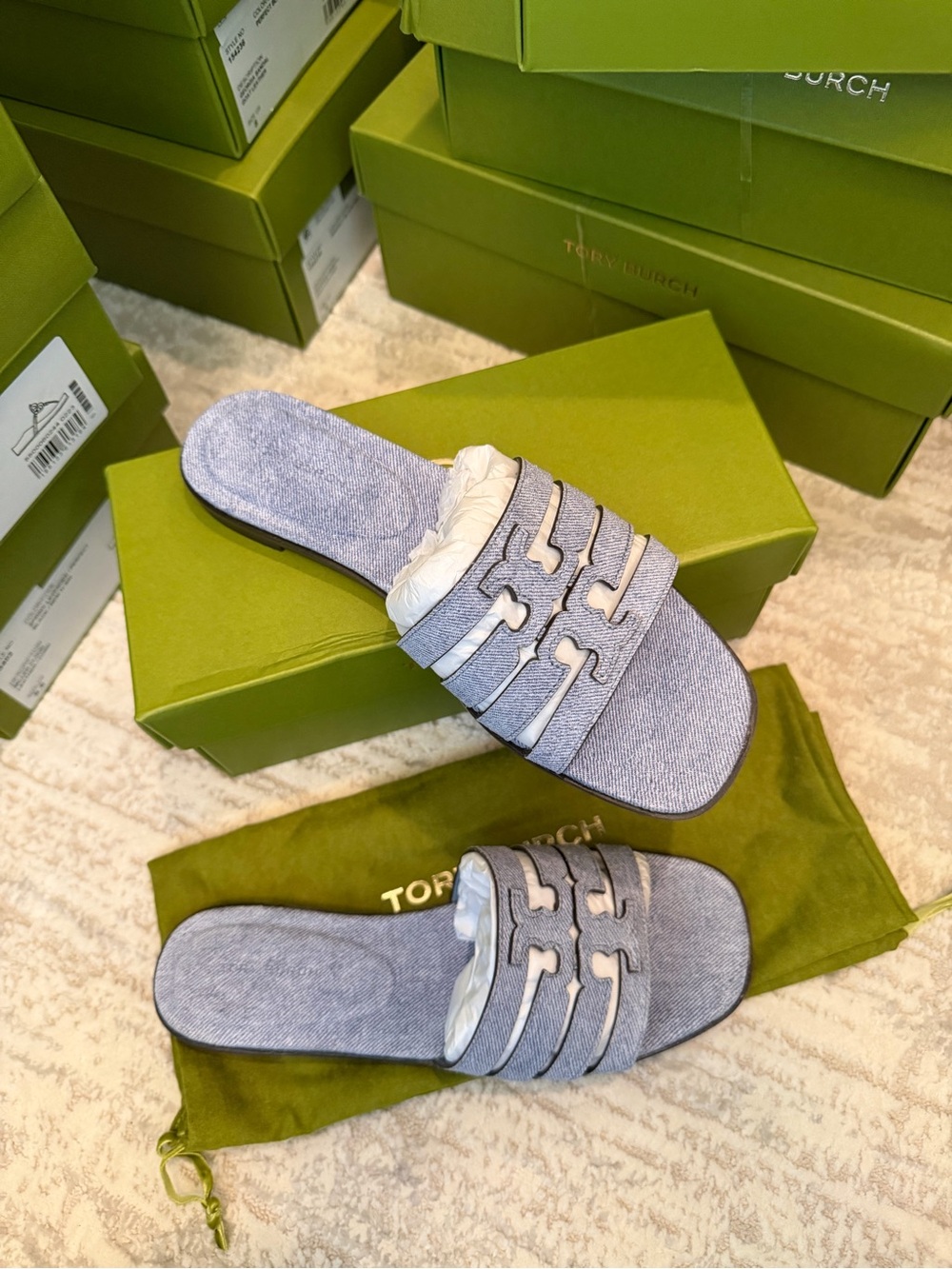 Tory Burch Denim Ines Slide Sandals - Picture 4 of 7
